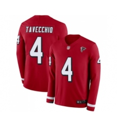 Men's Atlanta Falcons #4 Giorgio Tavecchio Limited Red Therma Long Sleeve Football Jersey