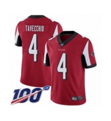 Men's Atlanta Falcons #4 Giorgio Tavecchio Red Team Color Vapor Untouchable Limited Player 100th Season Football Jersey