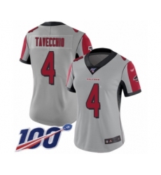Women's Atlanta Falcons #4 Giorgio Tavecchio Limited Silver Inverted Legend 100th Season Football Jersey