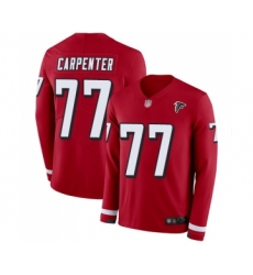Men's Atlanta Falcons #77 James Carpenter Limited Red Therma Long Sleeve Football Jersey