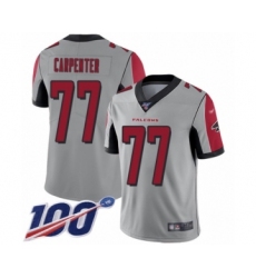 Men's Atlanta Falcons #77 James Carpenter Limited Silver Inverted Legend 100th Season Football Jersey