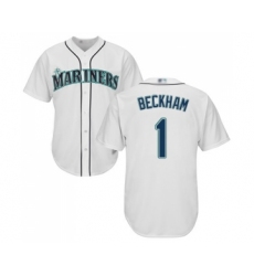 Men's Seattle Mariners #1 Tim Beckham Replica White Home Cool Base Baseball Jersey