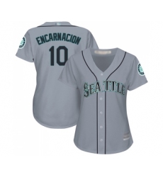 Women's Seattle Mariners #10 Edwin Encarnacion Replica Grey Road Cool Base Baseball Jersey