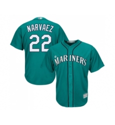 Men's Seattle Mariners #22 Omar Narvaez Replica Teal Green Alternate Cool Base Baseball Jersey
