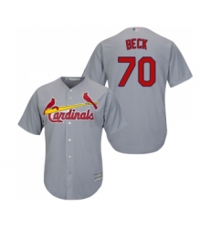 Men's St. Louis Cardinals #70 Chris Beck Replica Grey Road Cool Base Baseball Jersey