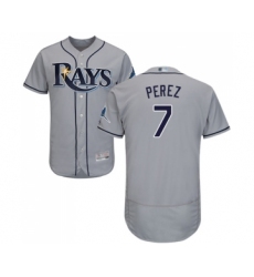 Men's Tampa Bay Rays #7 Michael Perez Grey Road Flex Base Authentic Collection Baseball Jersey