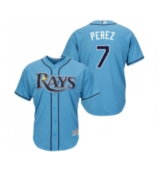 Men's Tampa Bay Rays #7 Michael Perez Replica Light Blue Alternate 2 Cool Base Baseball Jersey