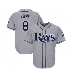 Men's Tampa Bay Rays #8 Brandon Lowe Replica Grey Road Cool Base Baseball Jersey