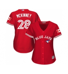 Women's Toronto Blue Jays #28 Billy McKinney Replica Scarlet Alternate Baseball Jersey
