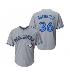 Men's Toronto Blue Jays #36 Clay Buchholz Replica Grey Road Baseball Jersey