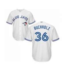 Men's Toronto Blue Jays #36 Clay Buchholz Replica White Home Baseball Jersey
