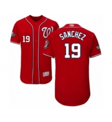 Men's Washington Nationals #19 Anibal Sanchez Red Alternate Flex Base Authentic Collection 2019 World Series Bound Baseball Jersey