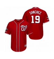 Youth Washington Nationals #19 Anibal Sanchez Authentic Red Alternate 1 Cool Base 2019 World Series Champions Baseball Jersey
