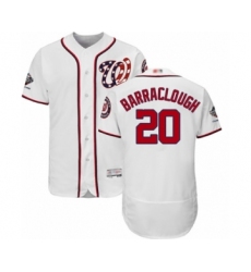 Men's Washington Nationals #20 Kyle Barraclough White Home Flex Base Authentic Collection 2019 World Series Champions Baseball Jersey