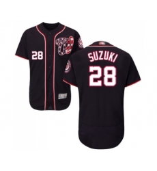 Men's Washington Nationals #28 Kurt Suzuki Navy Blue Alternate Flex Base Authentic Collection Baseball Jersey
