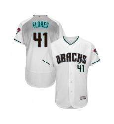 Men's Arizona Diamondbacks #41 Wilmer Flores White Teal Alternate Authentic Collection Flex Base Baseball Jersey