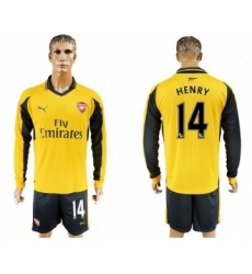 Arsenal #14 Henry Away Long Sleeves Soccer Club Jersey