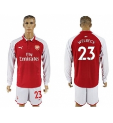 Arsenal #23 Welbeck Red Home Long Sleeves Soccer Club Jersey
