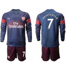Arsenal #7 Mkhitaryan Away Long Sleeves Soccer Club Jersey