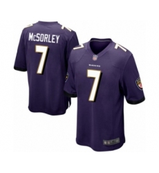 Men's Baltimore Ravens #7 Trace McSorley Game Purple Team Color Football Jersey