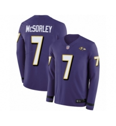 Men's Baltimore Ravens #7 Trace McSorley Limited Purple Therma Long Sleeve Football Jersey