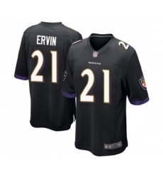 Men's Baltimore Ravens #21 Tyler Ervin Game Black Alternate Football Jersey