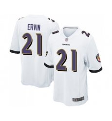 Men's Baltimore Ravens #21 Tyler Ervin Game White Football Jersey