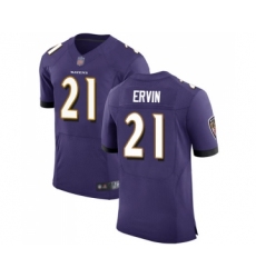 Men's Baltimore Ravens #21 Tyler Ervin Purple Team Color Vapor Untouchable Elite Player Football Jersey