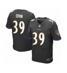 Men's Baltimore Ravens #39 Tyler Ervin Elite Black Alternate Football Jersey
