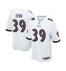 Men's Baltimore Ravens #39 Tyler Ervin Game White Football Jersey