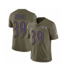 Men's Baltimore Ravens #39 Tyler Ervin Limited Olive 2017 Salute to Service Football Jersey