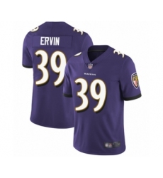 Men's Baltimore Ravens #39 Tyler Ervin Purple Team Color Vapor Untouchable Limited Player Football Jersey