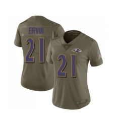 Women's Baltimore Ravens #21 Tyler Ervin Limited Olive 2017 Salute to Service Football Jersey