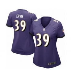 Women's Baltimore Ravens #39 Tyler Ervin Game Purple Team Color Football Jersey
