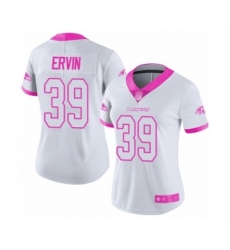 Women's Baltimore Ravens #39 Tyler Ervin Limited White Pink Rush Fashion Football Jersey