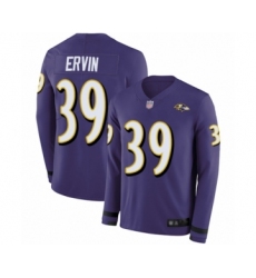 Youth Baltimore Ravens #39 Tyler Ervin Limited Purple Therma Long Sleeve Football Jersey