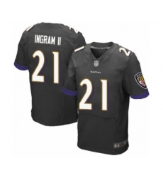 Men's Baltimore Ravens #21 Mark Ingram II Elite Black Alternate Football Jersey