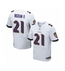Men's Baltimore Ravens #21 Mark Ingram II Elite White Football Jersey
