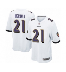 Men's Baltimore Ravens #21 Mark Ingram II Game White Football Jersey