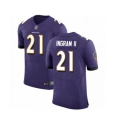 Men's Baltimore Ravens #21 Mark Ingram II Purple Team Color Vapor Untouchable Elite Player Football Jersey