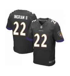 Men's Baltimore Ravens #22 Mark Ingram II Elite Black Alternate Football Jersey
