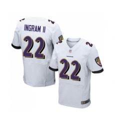 Men's Baltimore Ravens #22 Mark Ingram II Elite White Football Jersey