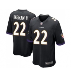 Men's Baltimore Ravens #22 Mark Ingram II Game Black Alternate Football Jersey