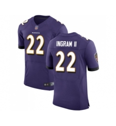 Men's Baltimore Ravens #22 Mark Ingram II Purple Team Color Vapor Untouchable Elite Player Football Jersey