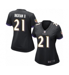 Women's Baltimore Ravens #21 Mark Ingram II Game Black Alternate Football Jersey