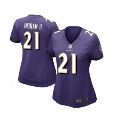 Women's Baltimore Ravens #21 Mark Ingram II Game Purple Team Color Football Jersey
