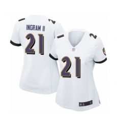 Women's Baltimore Ravens #21 Mark Ingram II Game White Football Jersey