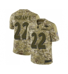 Youth Baltimore Ravens #22 Mark Ingram II Limited Camo 2018 Salute to Service Football Jersey