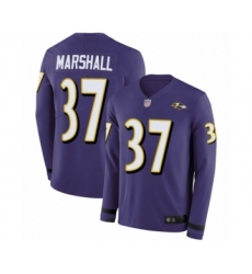 Men's Baltimore Ravens #37 Iman Marshall Limited Purple Therma Long Sleeve Football Jersey