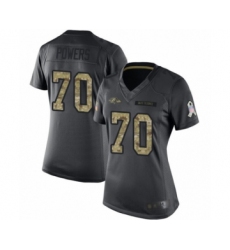Women's Baltimore Ravens #70 Ben Powers Limited Black 2016 Salute to Service Football Jersey